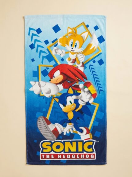 Sonic kids printed bath towel blue