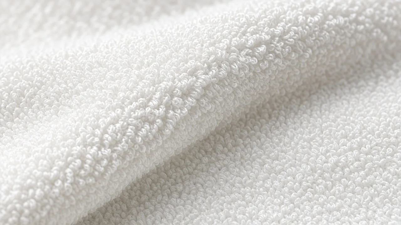 Close-up of the white cotton terry loops showing a dense, soft pile